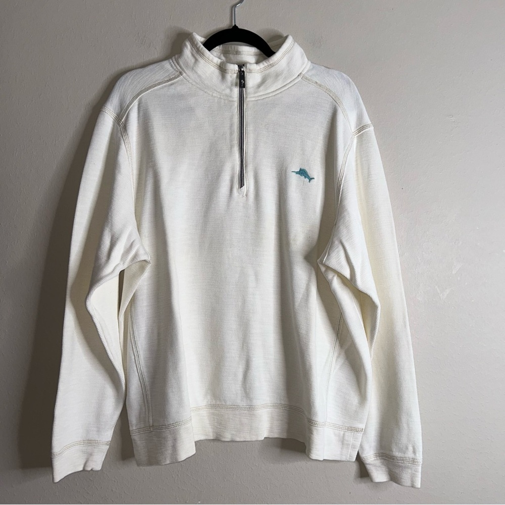 Tommy Bahama Men’s White Half‎ Zip Sweatshirt size XL